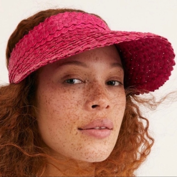 Free People Baha Straw Visor NEW